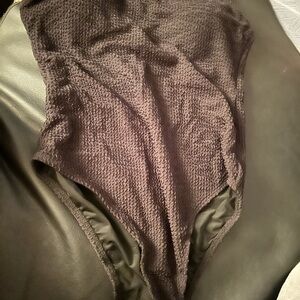 Black One-Piece Swimsuit with waffle texture